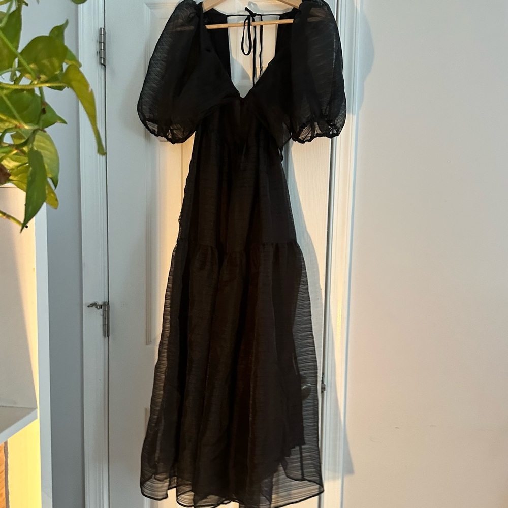 Free People Black Sheer Midi Dress - Picture 9 of 9